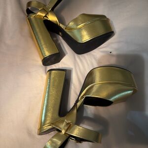 Zara Metallic Gold Platform Heels